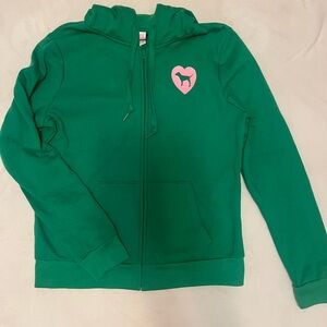 NWT Zip Up Womens Hoodie, Pink Dog,